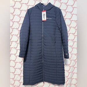 Champion Women’s Long Sideline Puffer Coat Navy Size Medium NWT